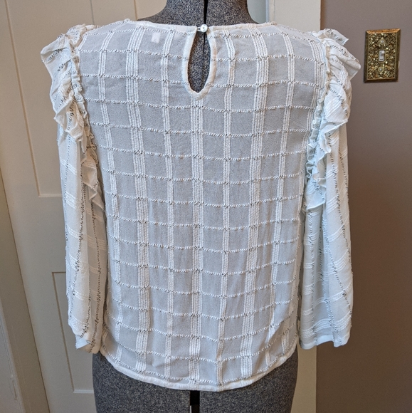 Part Two Copenhagen blouse with ruffled sleeves and textured windowpane pattern - Picture 5 of 8
